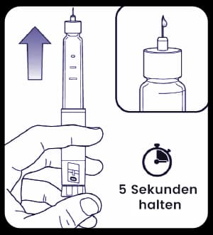 Pen senkrecht halten und entlüften